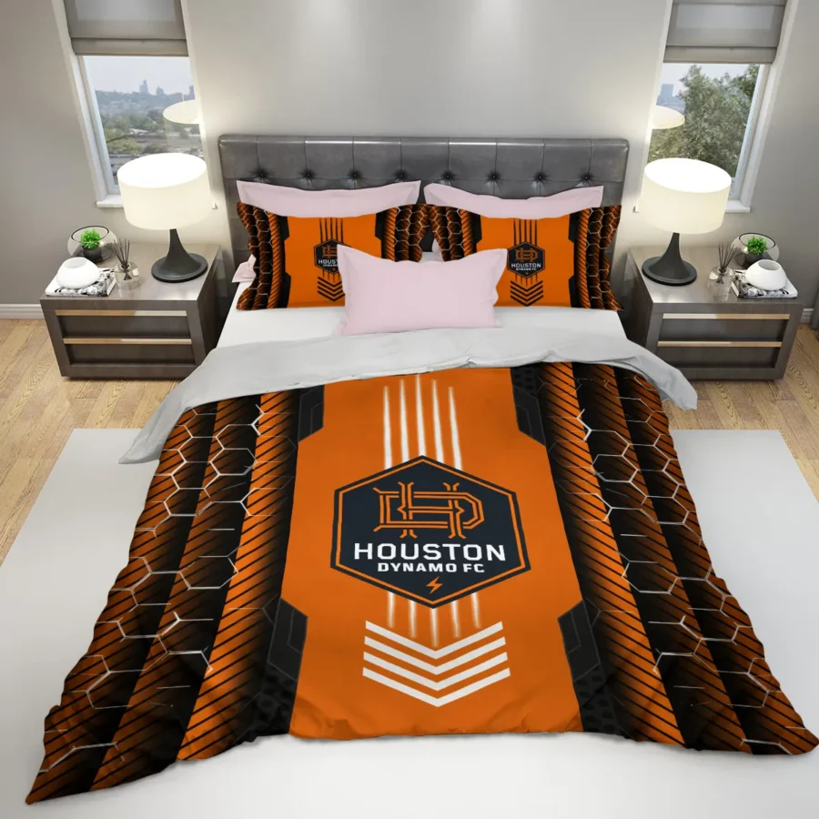 Abstract Geometric Pattern MLS Houston Dynamo Exclusive All Over Prints BLMLS101024A2HOUSJT - Bedding Set