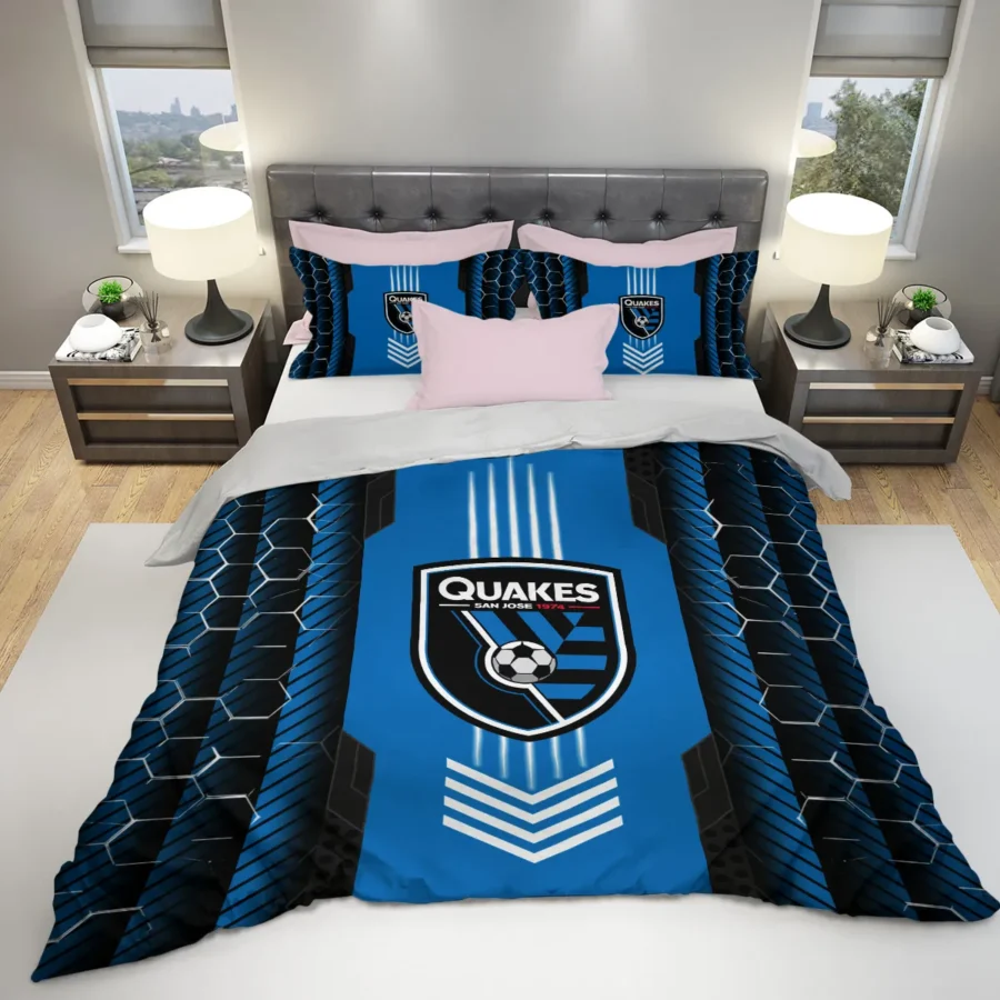 Abstract Geometric Pattern MLS San Jose Earthquakes Exclusive All Over Prints BLMLS101024A2SJSJT - Bedding Set