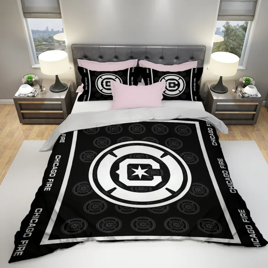 Black And White Style MLS Chicago Fire Exclusive All Over Prints BLMLS121024A2CHISJT - Bedding Set