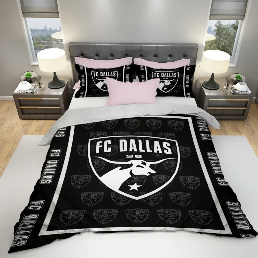 Black And White Style MLS FC Dallas Exclusive All Over Prints BLMLS121024A2DALSJT - Bedding Set