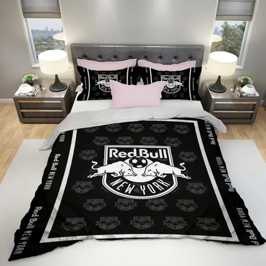 Black And White Style MLS New York Red Bulls Exclusive All Over Prints BLMLS121024A2NYSJT - Bedding Set