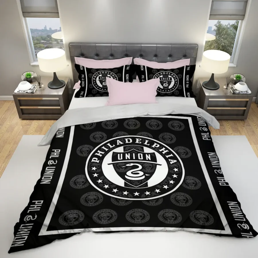 Black And White Style MLS Philadelphia Union Exclusive All Over Prints BLMLS121024A2PHISJT - Bedding Set