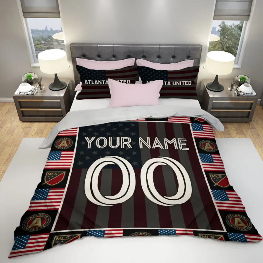 Custom Name Number US Flag MLS Atlanta United Exclusive All Over Prints BLMLS141024A1ATLSJT - Bedding Set