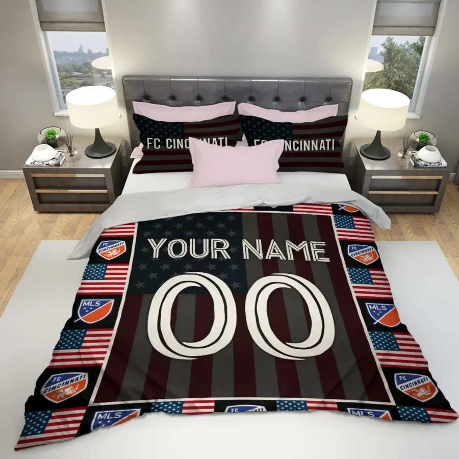 Custom Name Number US Flag MLS Cincinnati Exclusive All Over Prints BLMLS141024A1CINSJT - Bedding Set