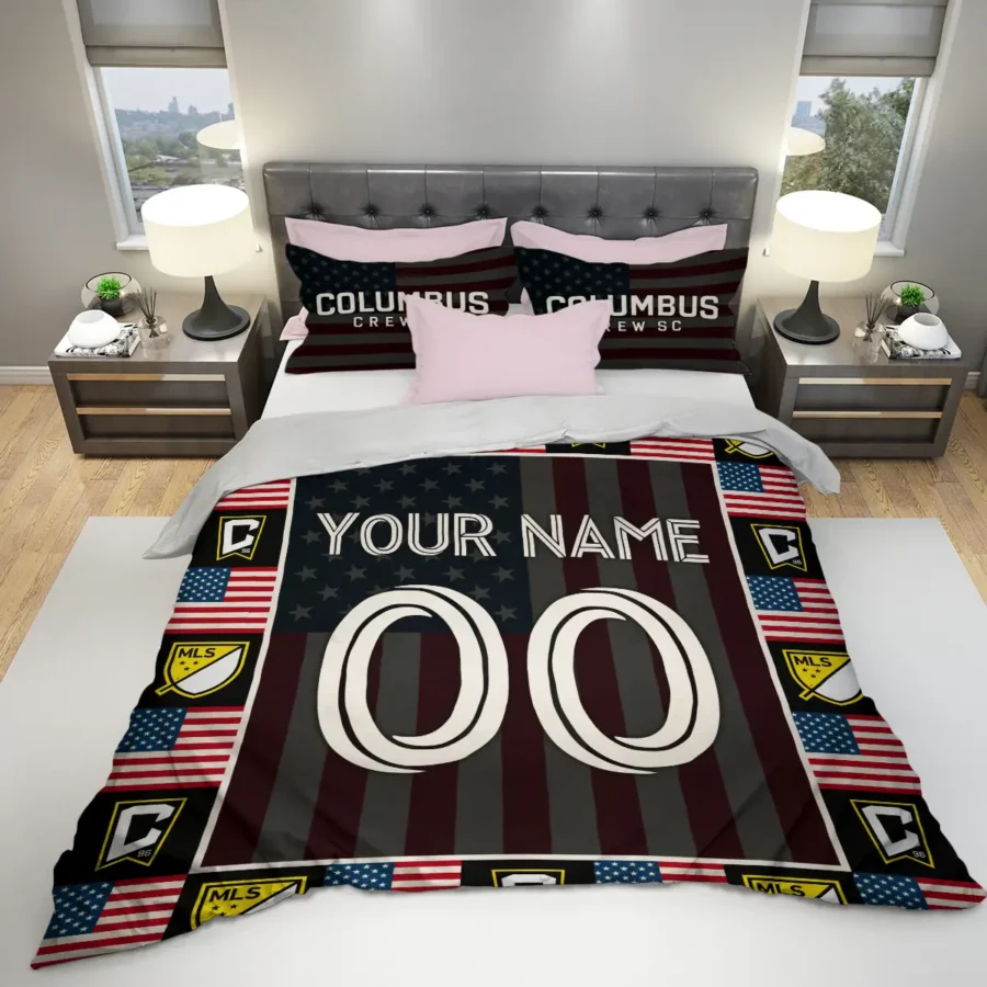 Custom Name Number US Flag MLS Columbus Crew Exclusive All Over Prints BLMLS141024A1CLBSJT - Bedding Set