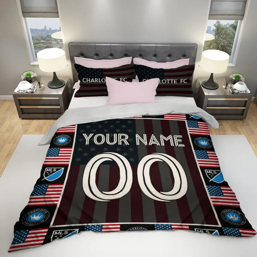 Custom Name Number US Flag MLS Charlotte Exclusive All Over Prints BLMLS141024A1CLTSJT - Bedding Set