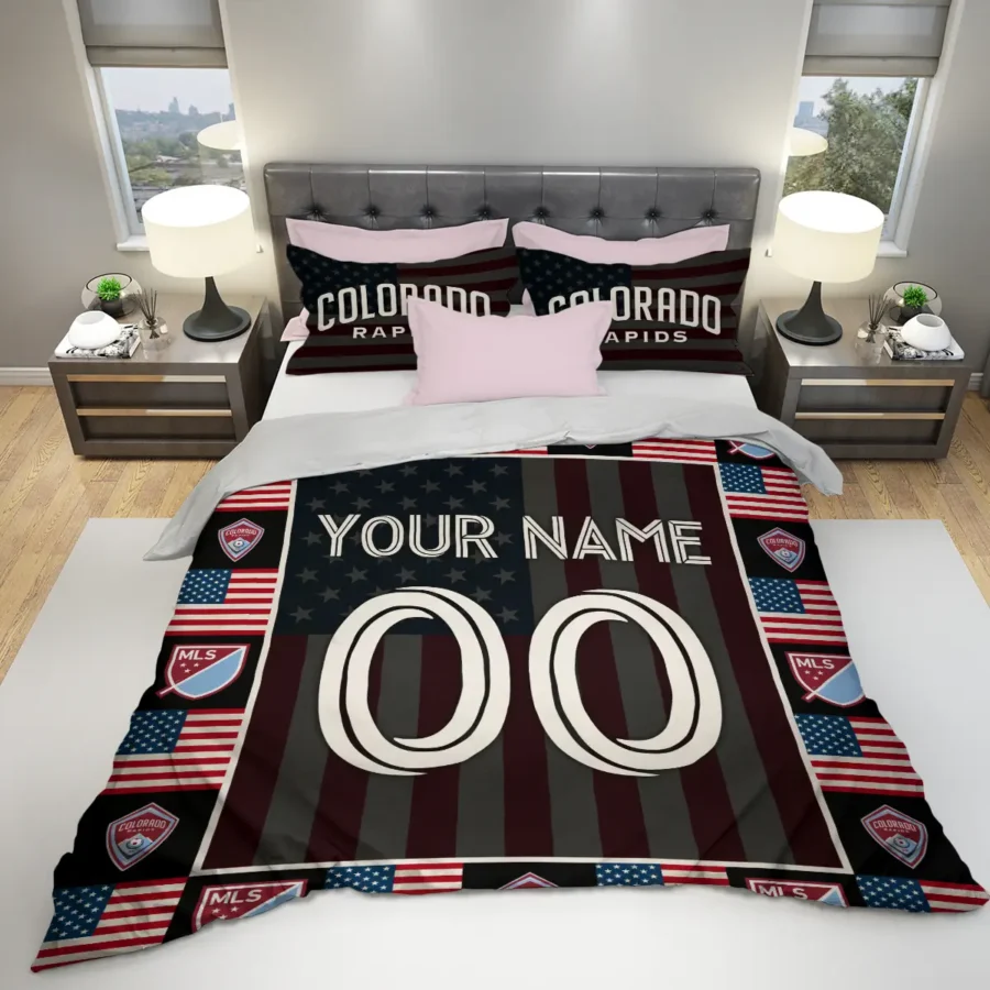 Custom Name Number US Flag MLS Colorado Rapids Exclusive All Over Prints BLMLS141024A1COLSJT - Bedding Set