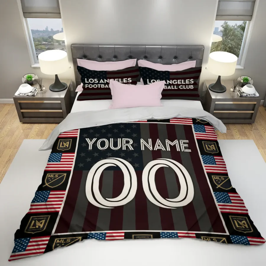 Custom Name Number US Flag MLS Los Angeles FC Exclusive All Over Prints BLMLS141024A1LAFSJT - Bedding Set