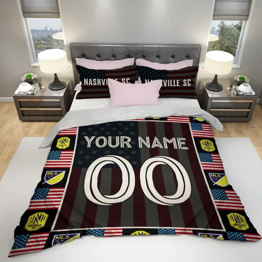 Custom Name Number US Flag MLS Nashville SC Exclusive All Over Prints BLMLS141024A1NSHSJT - Bedding Set