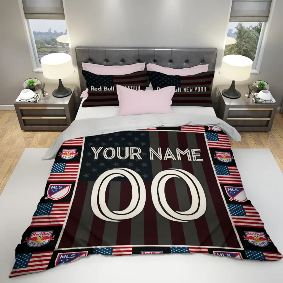 Custom Name Number US Flag MLS New York Red Bulls Exclusive All Over Prints BLMLS141024A1NYSJT - Bedding Set