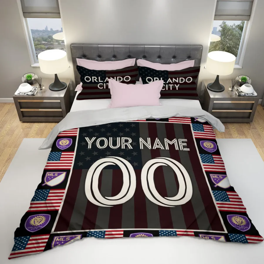 Custom Name Number US Flag MLS Orlando City Exclusive All Over Prints BLMLS141024A1ORLSJT - Bedding Set