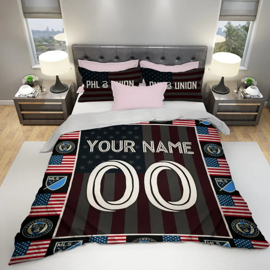 Custom Name Number US Flag MLS Philadelphia Union Exclusive All Over Prints BLMLS141024A1PHISJT - Bedding Set