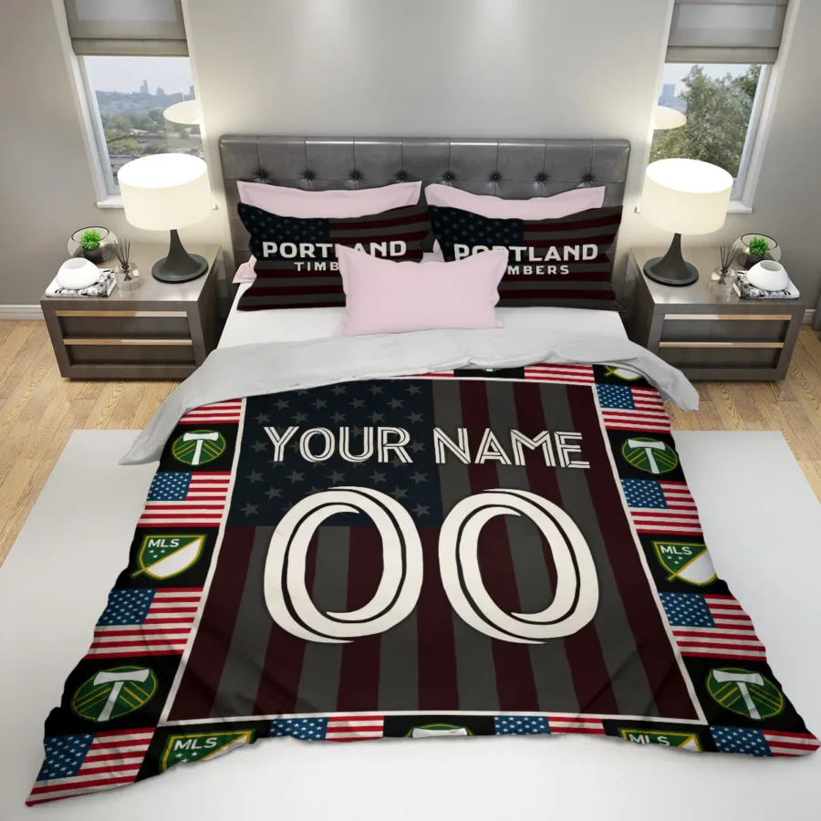 Custom Name Number US Flag MLS Portland Timbers Exclusive All Over Prints BLMLS141024A1PORSJT - Bedding Set