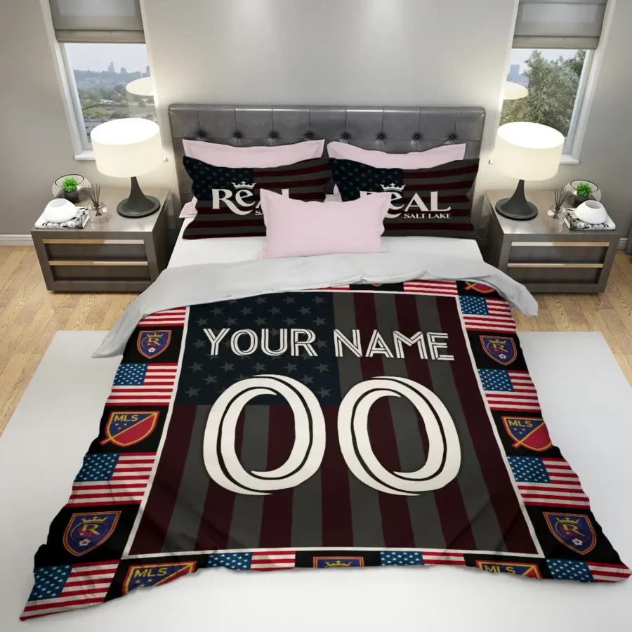 Custom Name Number US Flag MLS Real Salt Lake Exclusive All Over Prints BLMLS141024A1RSLSJT - Bedding Set