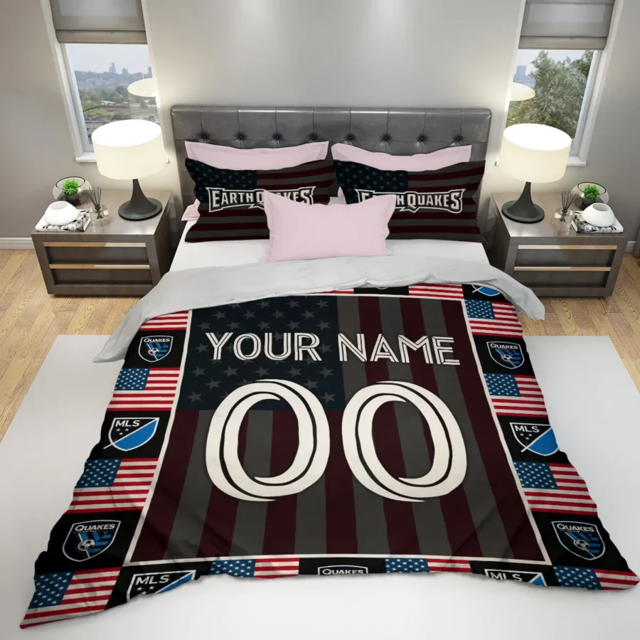 Custom Name Number US Flag MLS San Jose Earthquakes Exclusive All Over Prints BLMLS141024A1SJSJT - Bedding Set