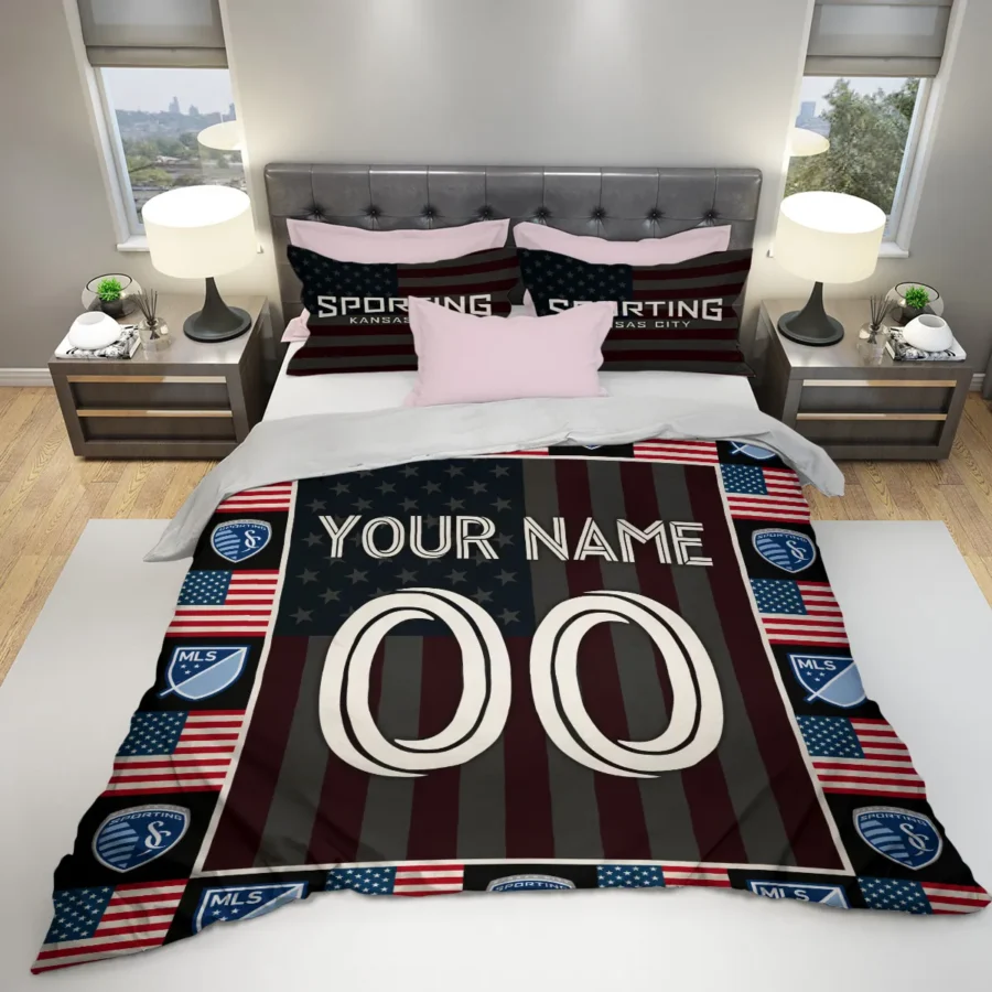 Custom Name Number US Flag MLS Sporting Kansas City Exclusive All Over Prints BLMLS141024A1SKCSJT - Bedding Set