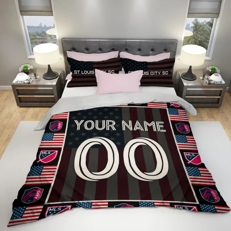 Custom Name Number US Flag MLS St. Louis City Exclusive All Over Prints BLMLS141024A1STLSJT - Bedding Set