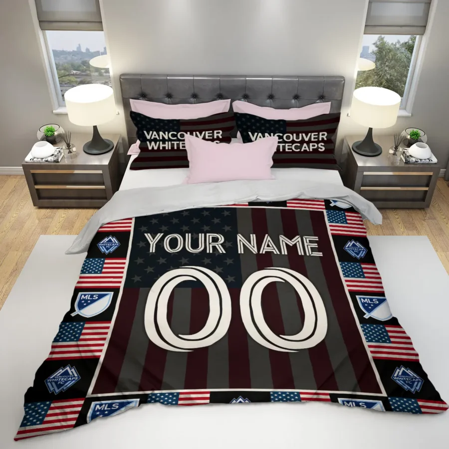 Custom Name Number US Flag MLS Vancouver Whitecaps Exclusive All Over Prints BLMLS141024A1VANSJT - Bedding Set