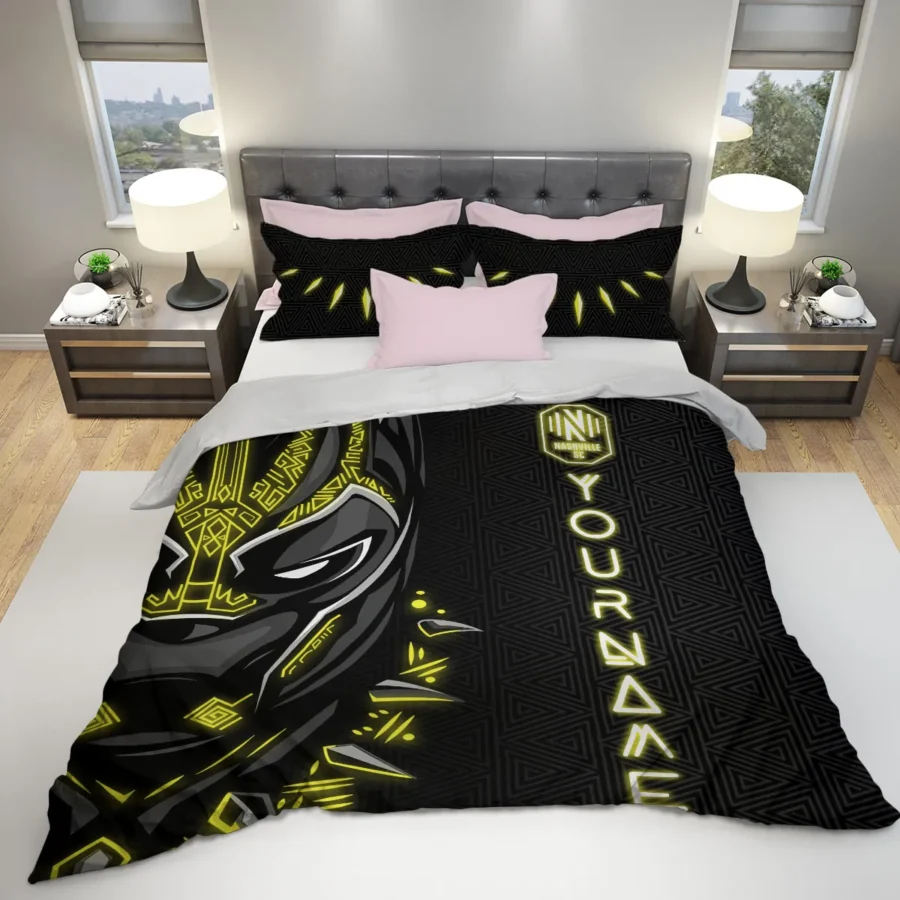 Black Panther Custom Name MLS Nashville SC Exclusive All Over Prints BLMLS161024A2NSHSJT - Bedding Set