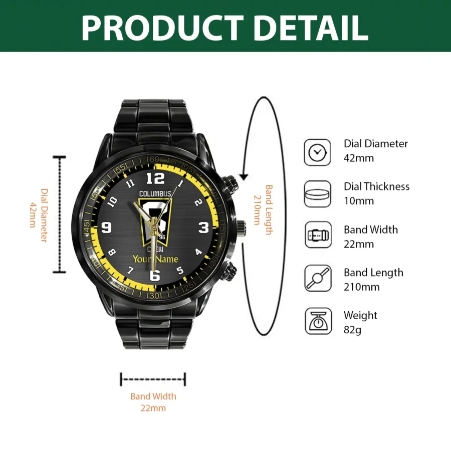 MLS Columbus Crew Exclusive Black Stainless Steel Watch Gift - BLMLS71024A1CLB