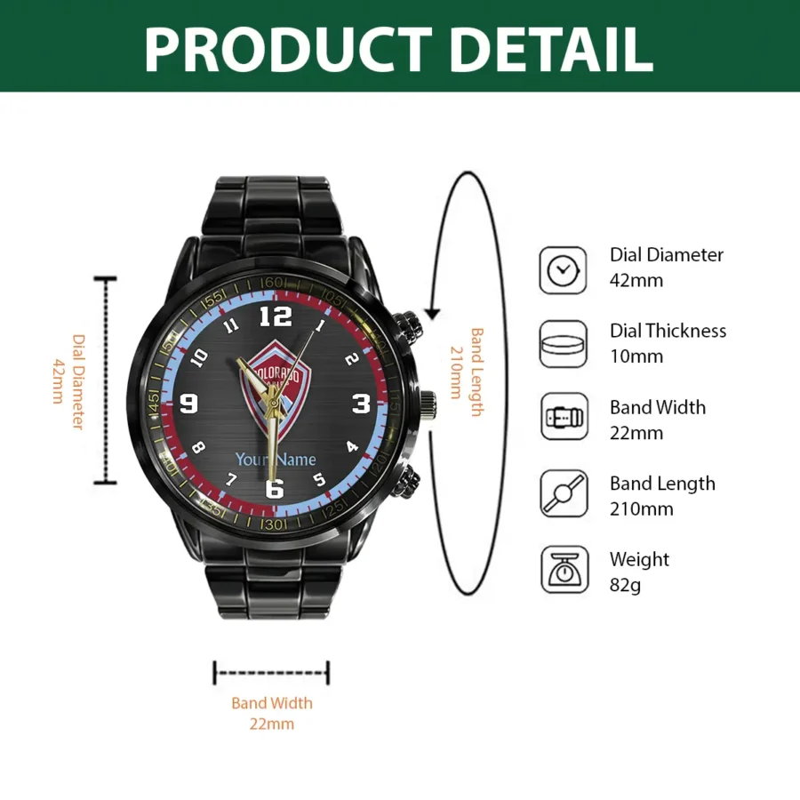 MLS Colorado Rapids Exclusive Black Stainless Steel Watch Gift - BLMLS71024A1COL