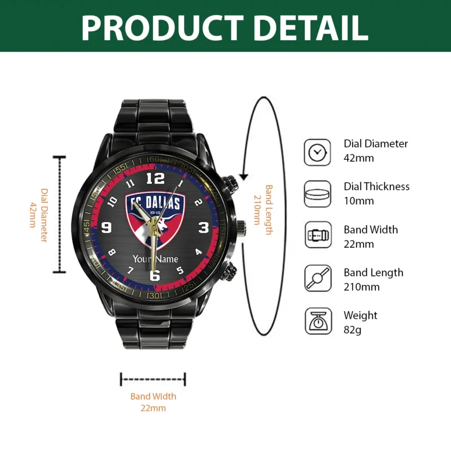 MLS FC Dallas Exclusive Black Stainless Steel Watch Gift - BLMLS71024A1DAL