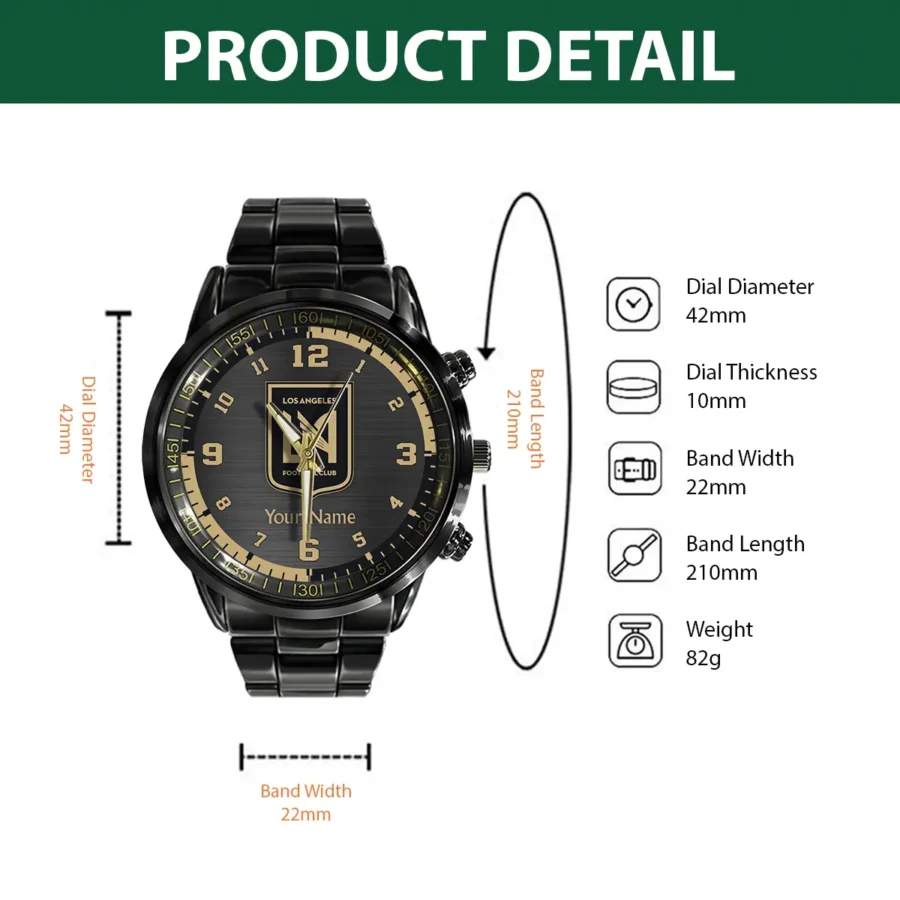 MLS Los Angeles FC Exclusive Black Stainless Steel Watch Gift - BLMLS71024A1LAF