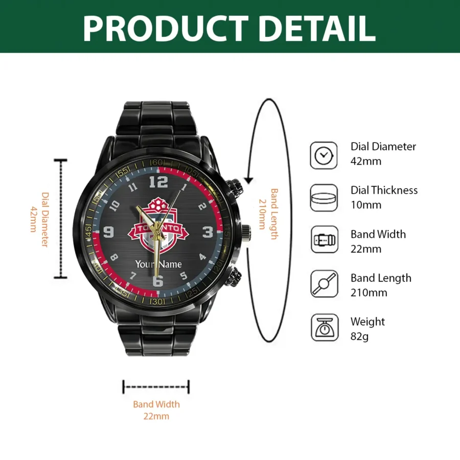 MLS Toronto FC Exclusive Black Stainless Steel Watch Gift - BLMLS71024A1TOR