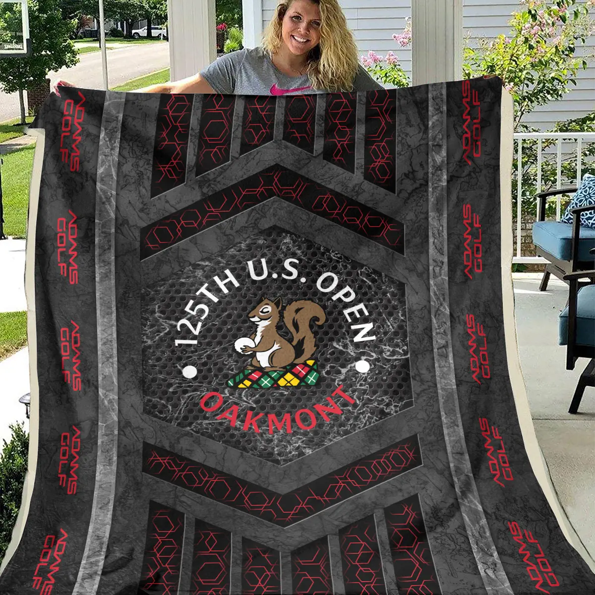 125th U.S. Open Tournament Adams Golf Brand Exclusive Logo All Over Prints BL125231024A01AGBLK - Blanket