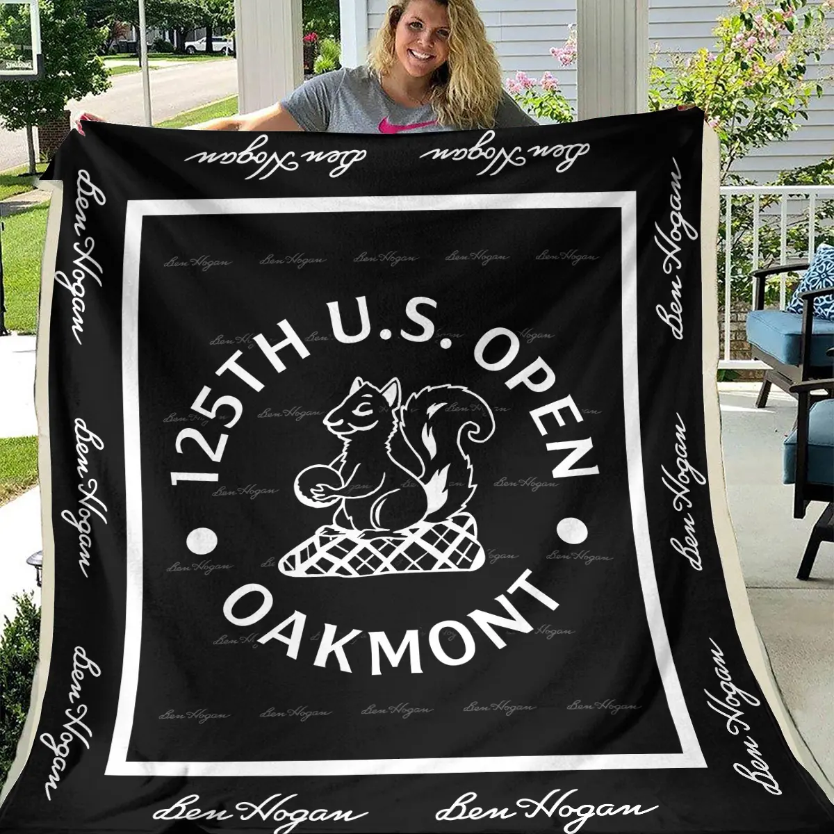 125th U.S. Open Tournament Ben Hogan Brand Exclusive Logo All Over Prints BL125221024A01BHBLK - Blanket