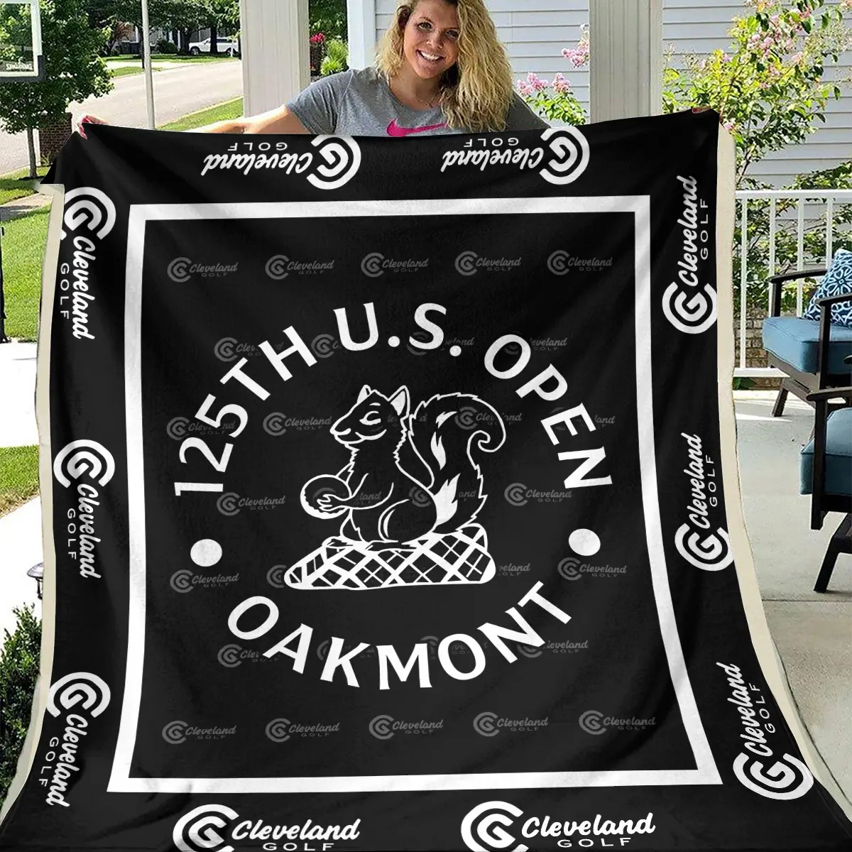 125th U.S. Open Tournament Cleveland Golf Brand Exclusive Logo All Over Prints BL125221024A01CLBLK - Blanket