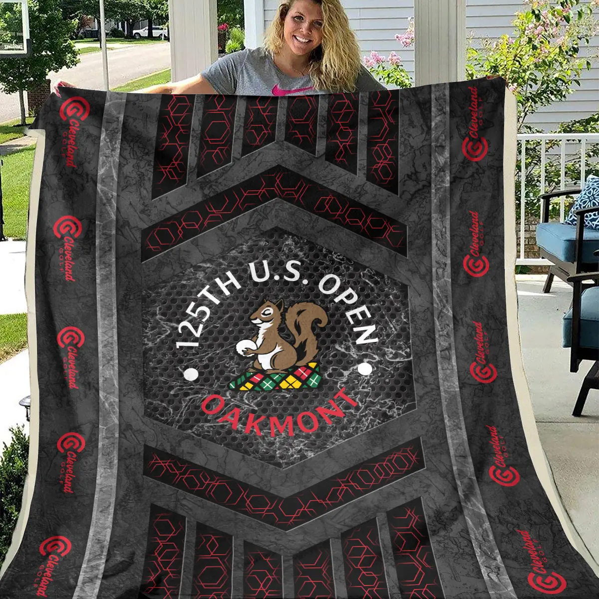 125th U.S. Open Tournament Cleveland Golf Brand Exclusive Logo All Over Prints BL125231024A01CLBLK - Blanket