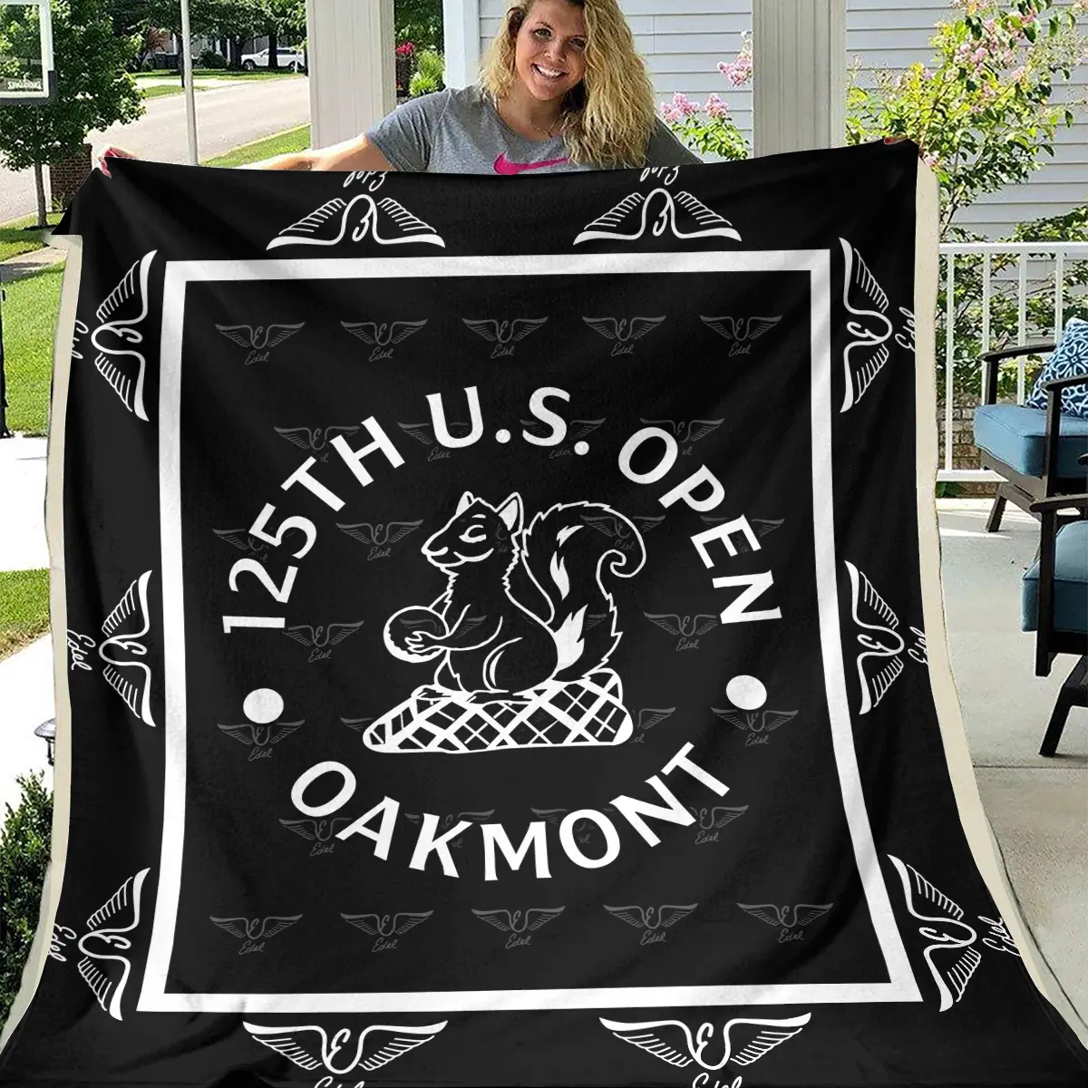 125th U.S. Open Tournament Edel Golf Brand Exclusive Logo All Over Prints BL125221024A01EGBLK - Blanket