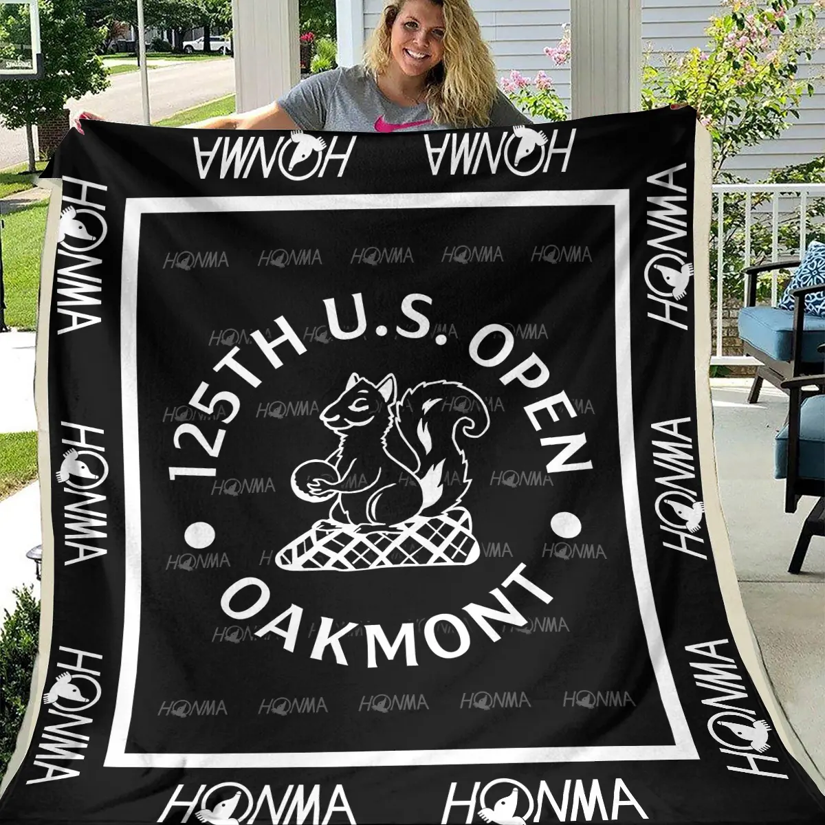 125th U.S. Open Tournament Honma Brand Exclusive Logo All Over Prints BL125221024A01HOBLK - Blanket