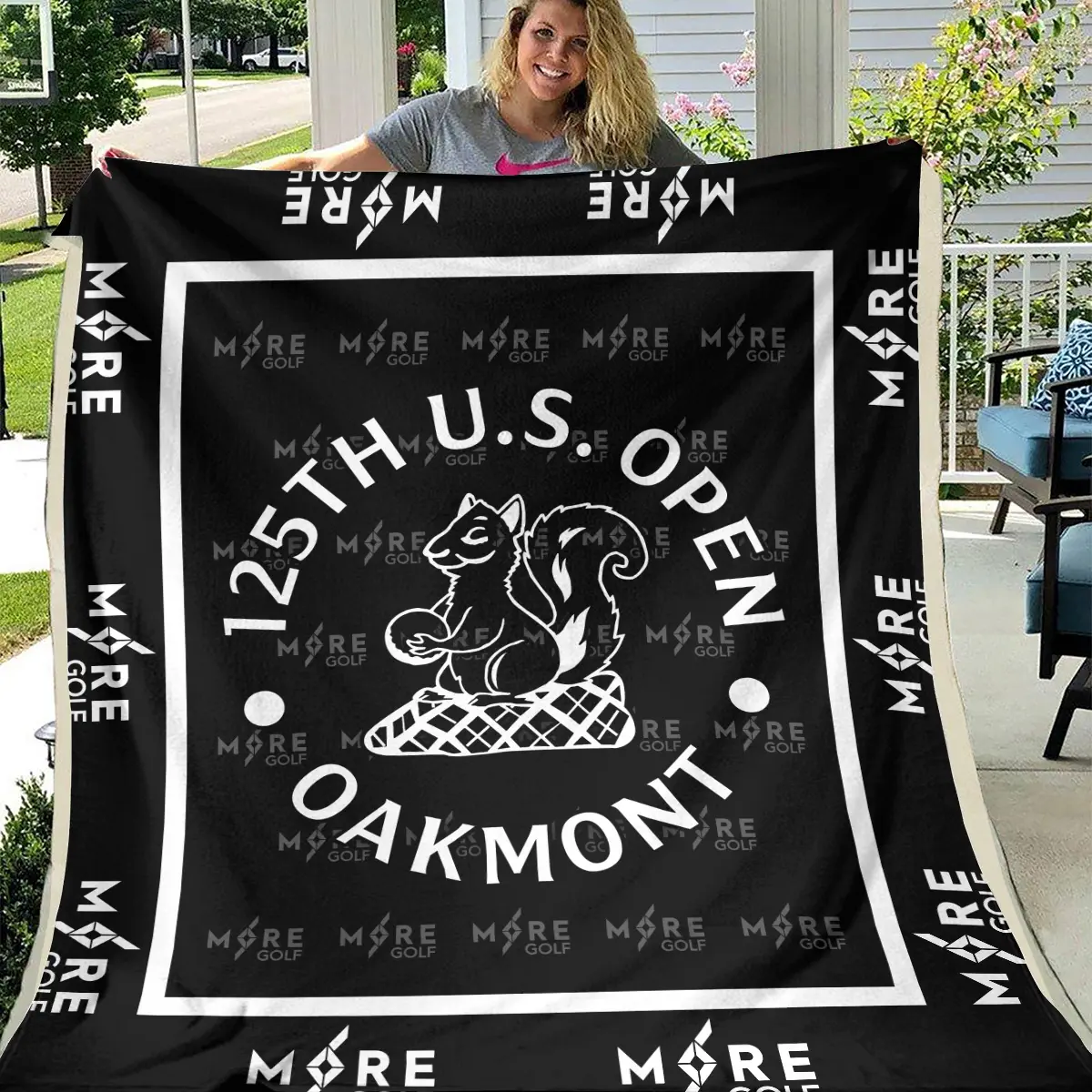 125th U.S. Open Tournament More Golf Brand Exclusive Logo All Over Prints BL125221024A01MORBLK - Blanket