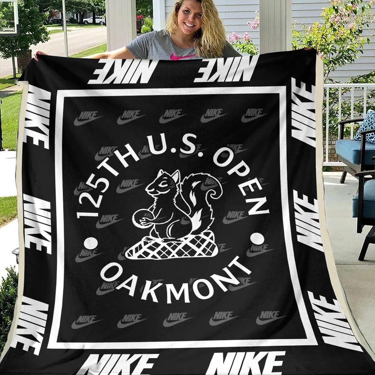 125th U.S. Open Tournament Nike Brand Exclusive Logo All Over Prints BL125221024A01NKBLK - Blanket