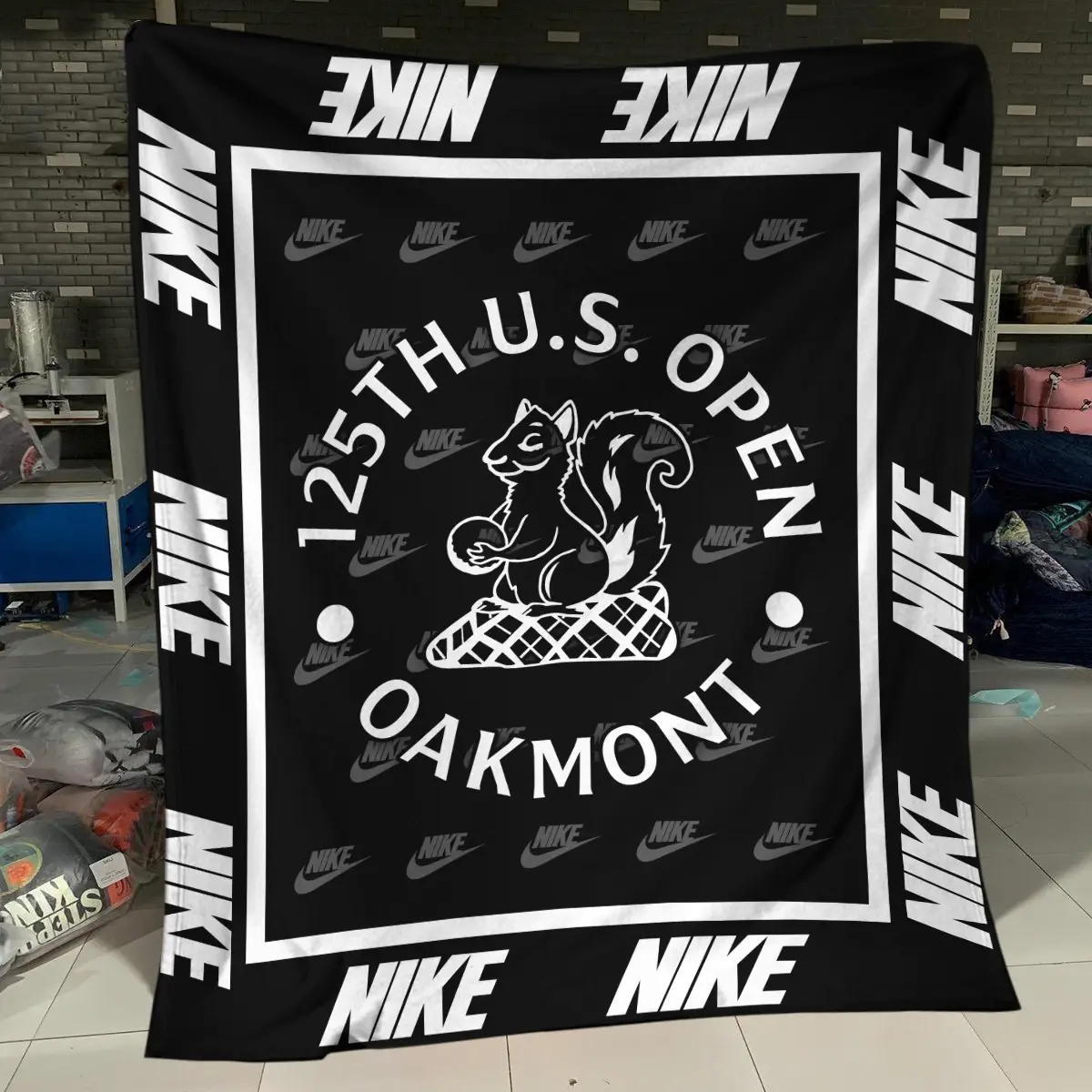 125th U.S. Open Tournament Nike Brand Exclusive Logo All Over Prints BL125221024A01NKBLK - Blanket