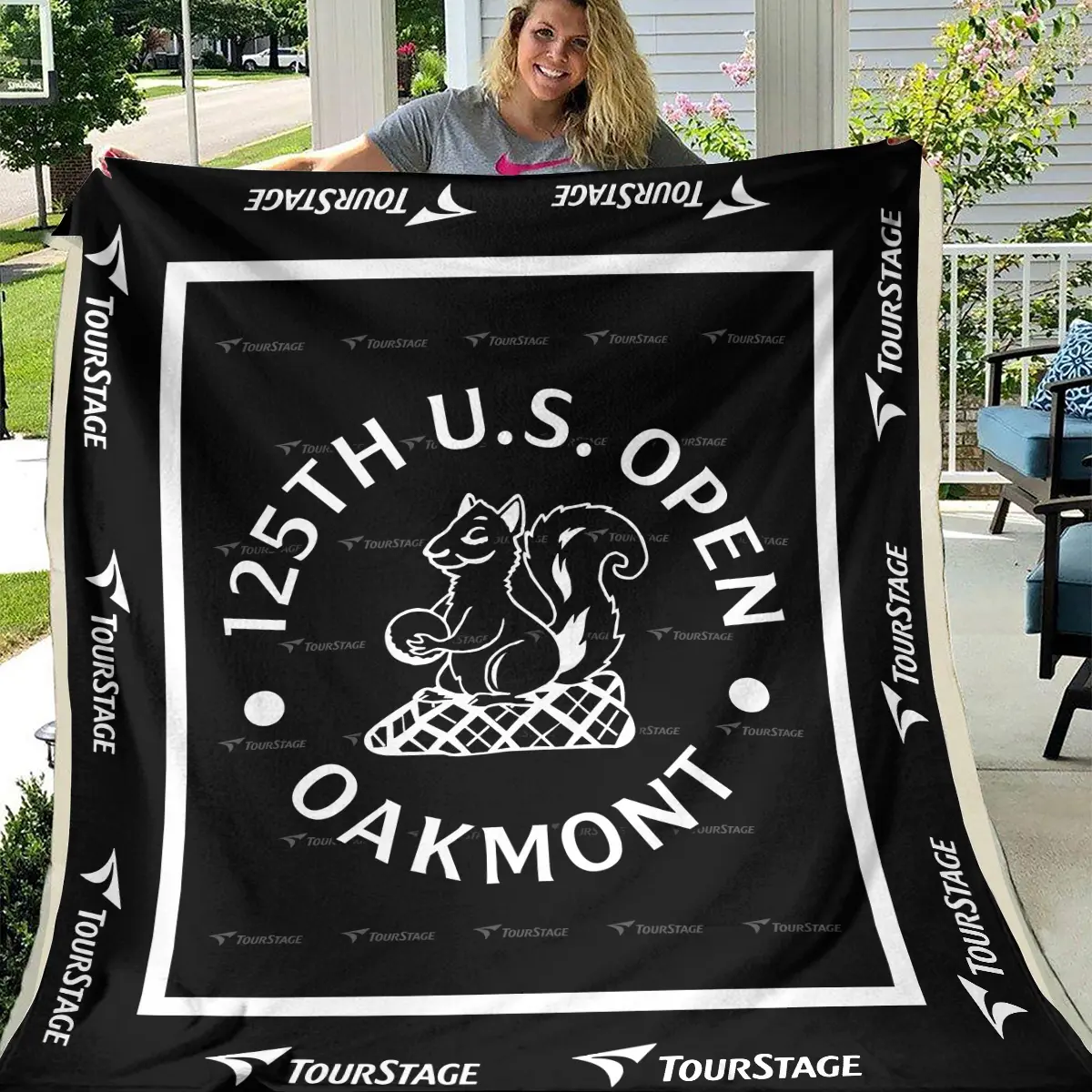 125th U.S. Open Tournament Tourstage Brand Exclusive Logo All Over Prints BL125221024A01TOUBLK - Blanket