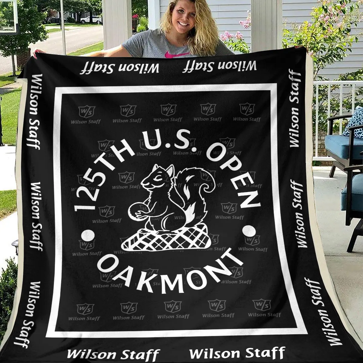 125th U.S. Open Tournament Wilson Staff Brand Exclusive Logo All Over Prints BL125221024A01WSBLK - Blanket