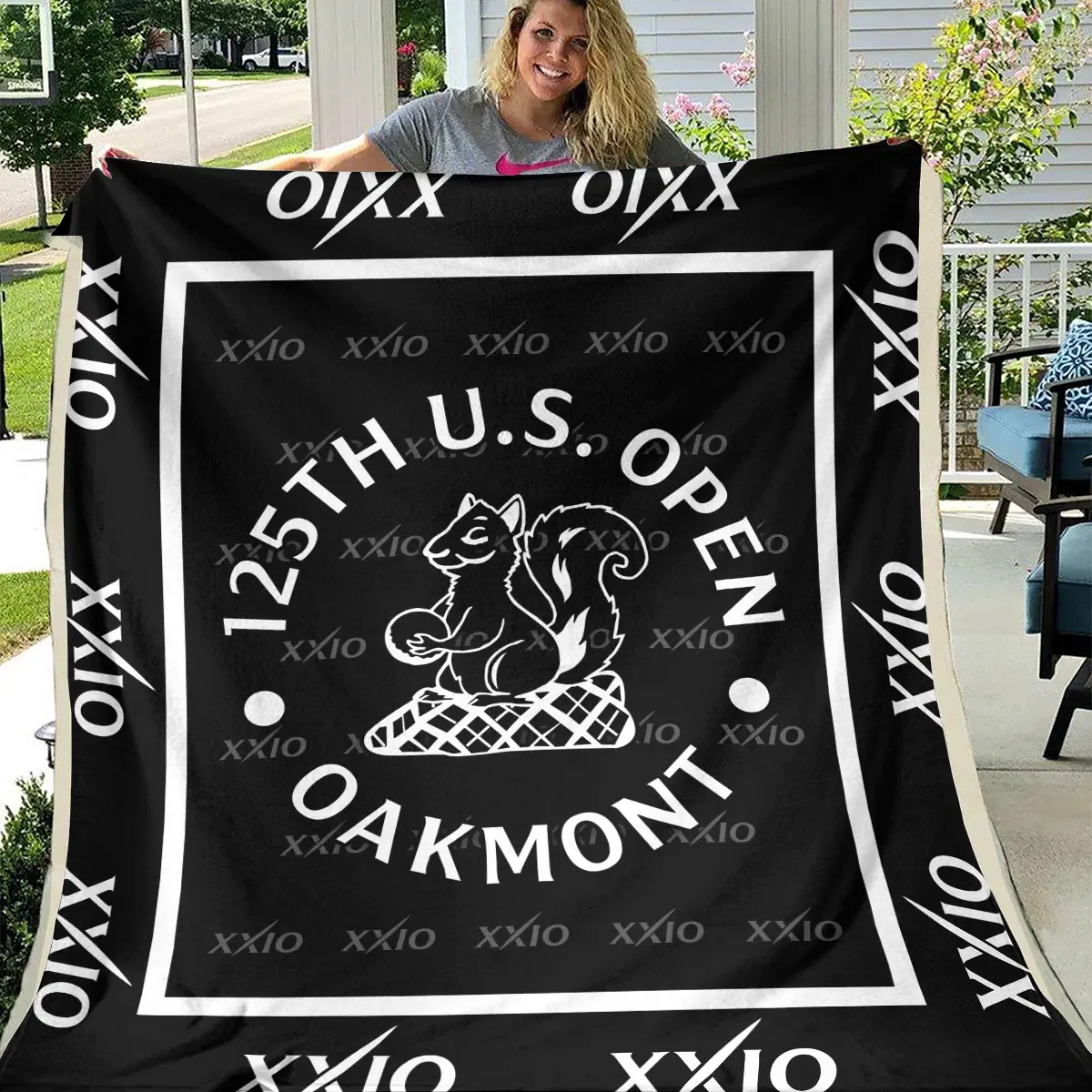 125th U.S. Open Tournament XXIO Brand Exclusive Logo All Over Prints BL125221024A01XXBLK - Blanket