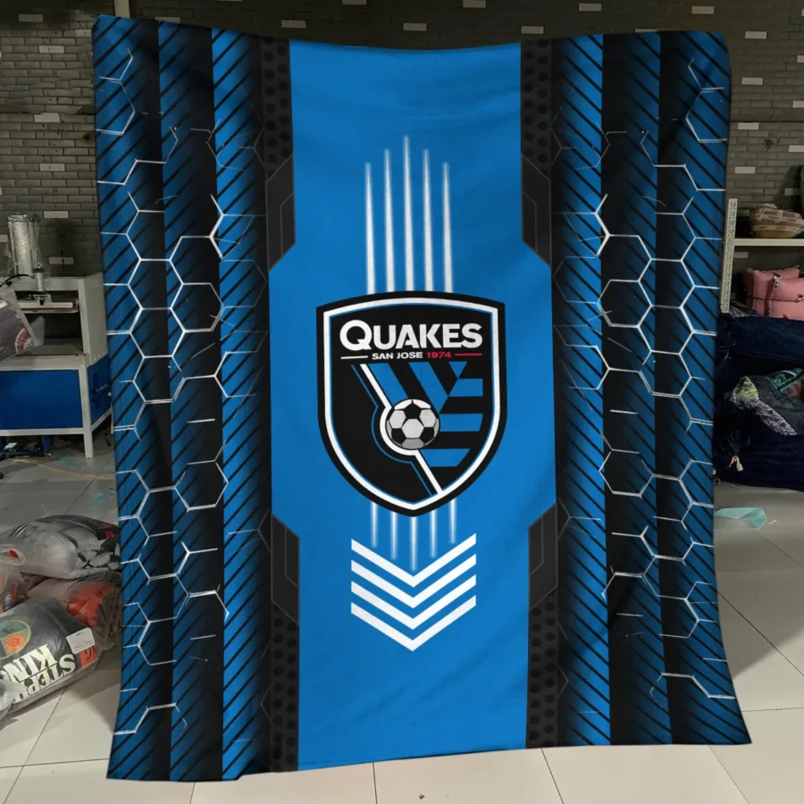 Abstract Geometric Pattern MLS San Jose Earthquakes Exclusive All Over Prints BLMLS101024A2SJBLK - Blanket