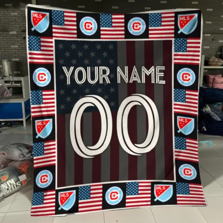 Custom Name Number US Flag MLS Chicago Fire Exclusive All Over Prints BLMLS141024A1CHIBLK - Blanket