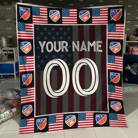 Custom Name Number US Flag MLS Cincinnati Exclusive All Over Prints BLMLS141024A1CINBLK - Blanket