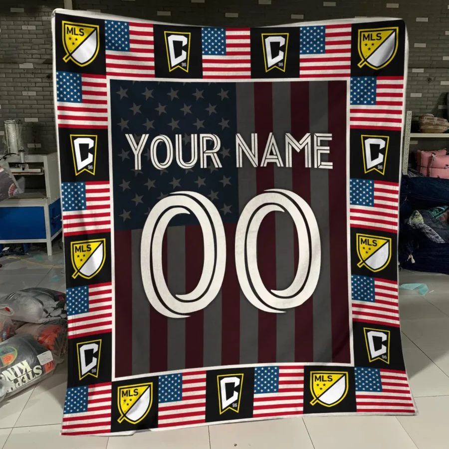 Custom Name Number US Flag MLS Columbus Crew Exclusive All Over Prints BLMLS141024A1CLBBLK - Blanket