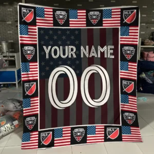 Custom Name Number US Flag MLS FC Dallas Exclusive All Over Prints BLMLS141024A1DALBLK - Blanket