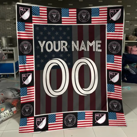 Custom Name Number US Flag MLS Inter Miami Exclusive All Over Prints BLMLS141024A1MIABLK - Blanket