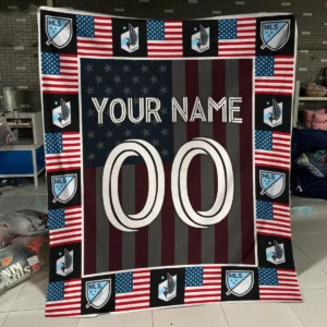 Custom Name Number US Flag MLS Houston Dynamo Exclusive All Over Prints BLMLS141024A1HOUBLK - Blanket