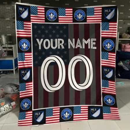 Custom Name Number US Flag MLS CF Montreal Exclusive All Over Prints BLMLS141024A1MTLBLK - Blanket