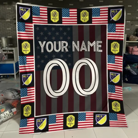 Custom Name Number US Flag MLS Nashville SC Exclusive All Over Prints BLMLS141024A1NSHBLK - Blanket