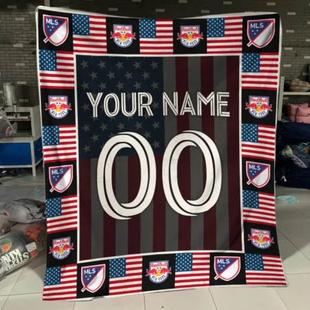 Custom Name Number US Flag MLS New York Red Bulls Exclusive All Over Prints BLMLS141024A1NYBLK - Blanket